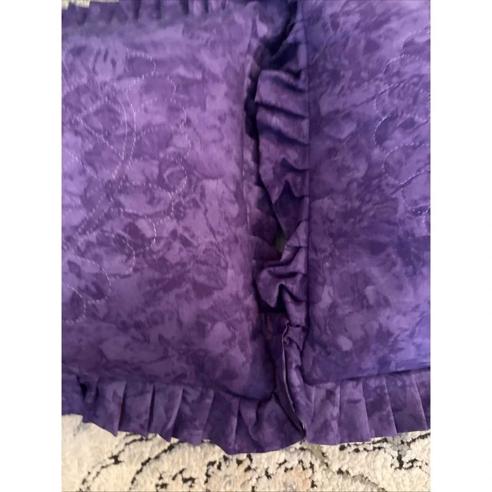 Set Of Two Purple Quilted Ruffled Pillows With Removable Covers Homemade 17x17